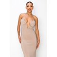 thumbnail image 3 of Saronite Solid Glitter High Stretch Ity Strapless Bodycon Tube Maxi Dress, Nude (Women's), 3 of 4