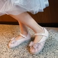 thumbnail image 5 of Otqutp Open Toe Footwear for Baby Kids Girls Princess Shoes Spring/Autumn Solid Short Heel Pearl Bow Soft Sole Leather Shoes Party Birthday School, 5 of 9
