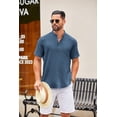thumbnail image 2 of COOFANDY Men's Linen Shirt Short Sleeve Hippie Casual Beach Shirts, 2 of 9