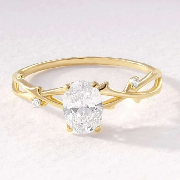 Jewelerix 14K Yellow,White Gold Vermeil Ring Oval Cut Engagement Solitaire Ring Moissanite Bridal Wedding Jewelry for Women's