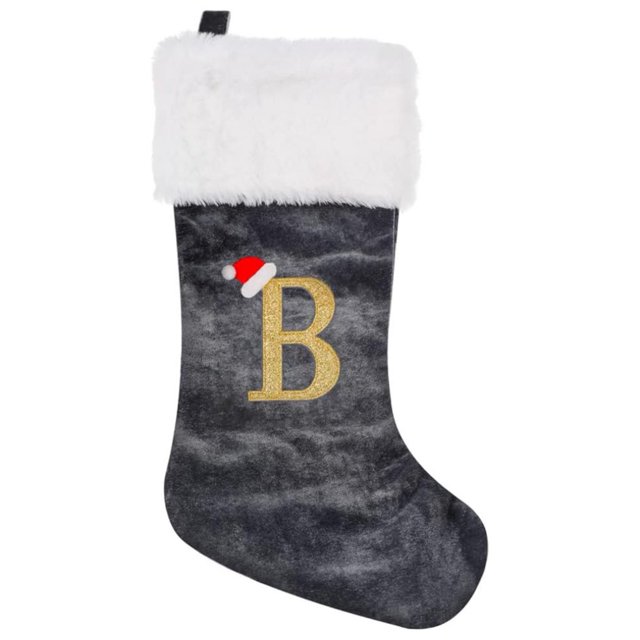 SUTENGDA 20 Inches Monogram Christmas Stockings Red Velvet with White Super Soft Plush Cuff Embroidered Xmas Stockings Classic Personalized Stocking Decorations for Family Holiday Season