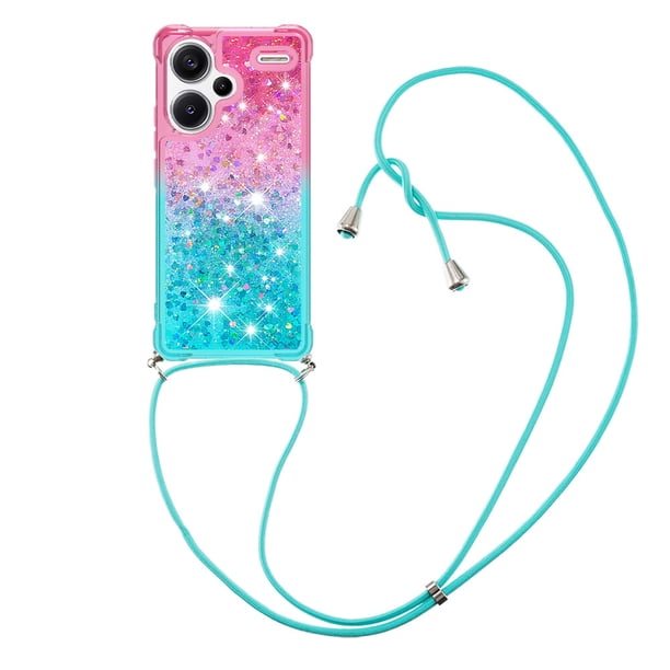 Funda para Xiaomi Redmi Note 13 Pro Plus 5G Brillantina Líquida Divertida Reluciente y con Cristales en Movimiento Cuerpo Cruzado con Cordón Ajustable