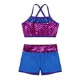 thumbnail image 3 of DPOIS Kids Girls 2 Piece Mermaid Scales Ballet Dance Sports Bra Crop Top with Shorts Blue 6, 3 of 7