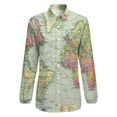 thumbnail image 4 of WORLD MAP Print Long Sleeve Blouse Woman Streetwear Casual Shirts Summer Oversize Woman Streetwear Clothing Birthday Present, 4 of 7