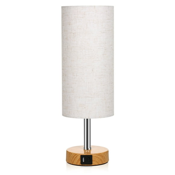 Neoglint 2 Packs Fabric Bedside Table Lamp with Warm White LED Bulb Nightstand Lamp Desk Light Touch Control 3 Levels Dimmable USB A Type-C Charging Ports for Living Room Bedroom Study Room Cafe Shop
