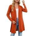 thumbnail image 2 of Itsame Womens Cardigan, Soft Solid Lightweight Knit Mid Length Knitted Cardigan Tops Orange S, 2 of 8