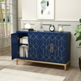 thumbnail image 3 of HLR 48" Modern Wood Credenzas & Sideboards with Gold Trim, Storage Cabinet with 4 Doors, Navy Blue, 3 of 7
