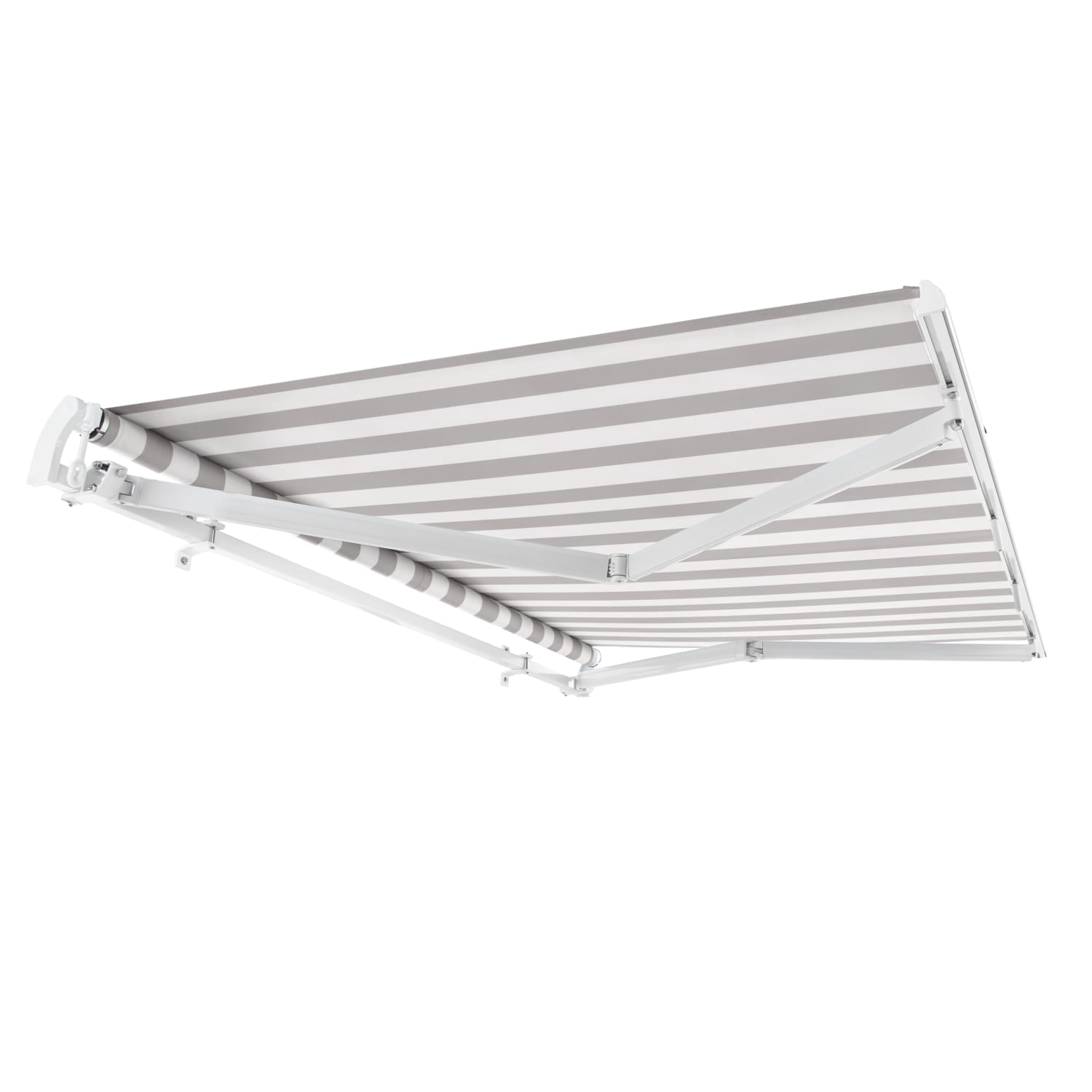 Awntech 10 Ft California Medium Duty Manual Retractable Patio Fixed Awning (120in x 7.88in x 96in), Gray/White Stripe