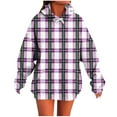 thumbnail image 2 of Sakmal Purple Hooded Sweatshirts Women Drawstring Sweatshirts Plaid Soft Hoodies for Women, 2 of 5