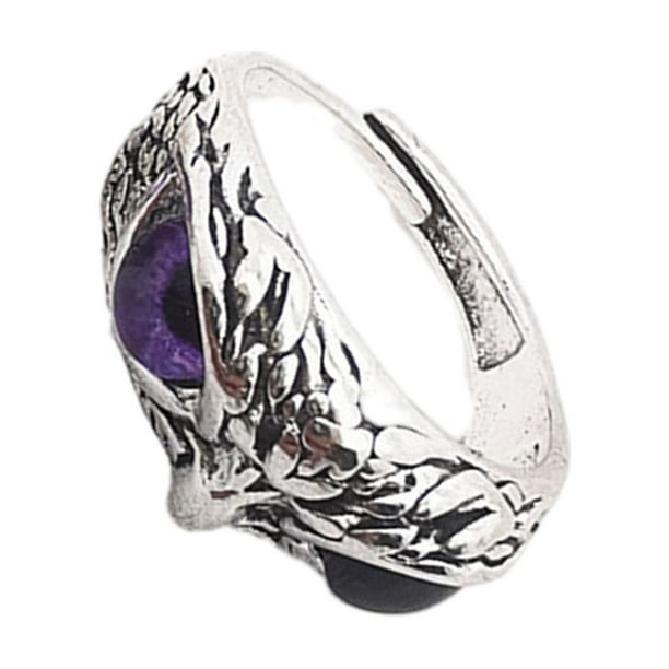 Sonducket Anillo de búho a prueba de herrumbre hecho en aleación y anillo de ojo de tamaño ajustable brillo metálico informal para fiesta Ropa, zapatos y accesorios Miscelánea Púrpura