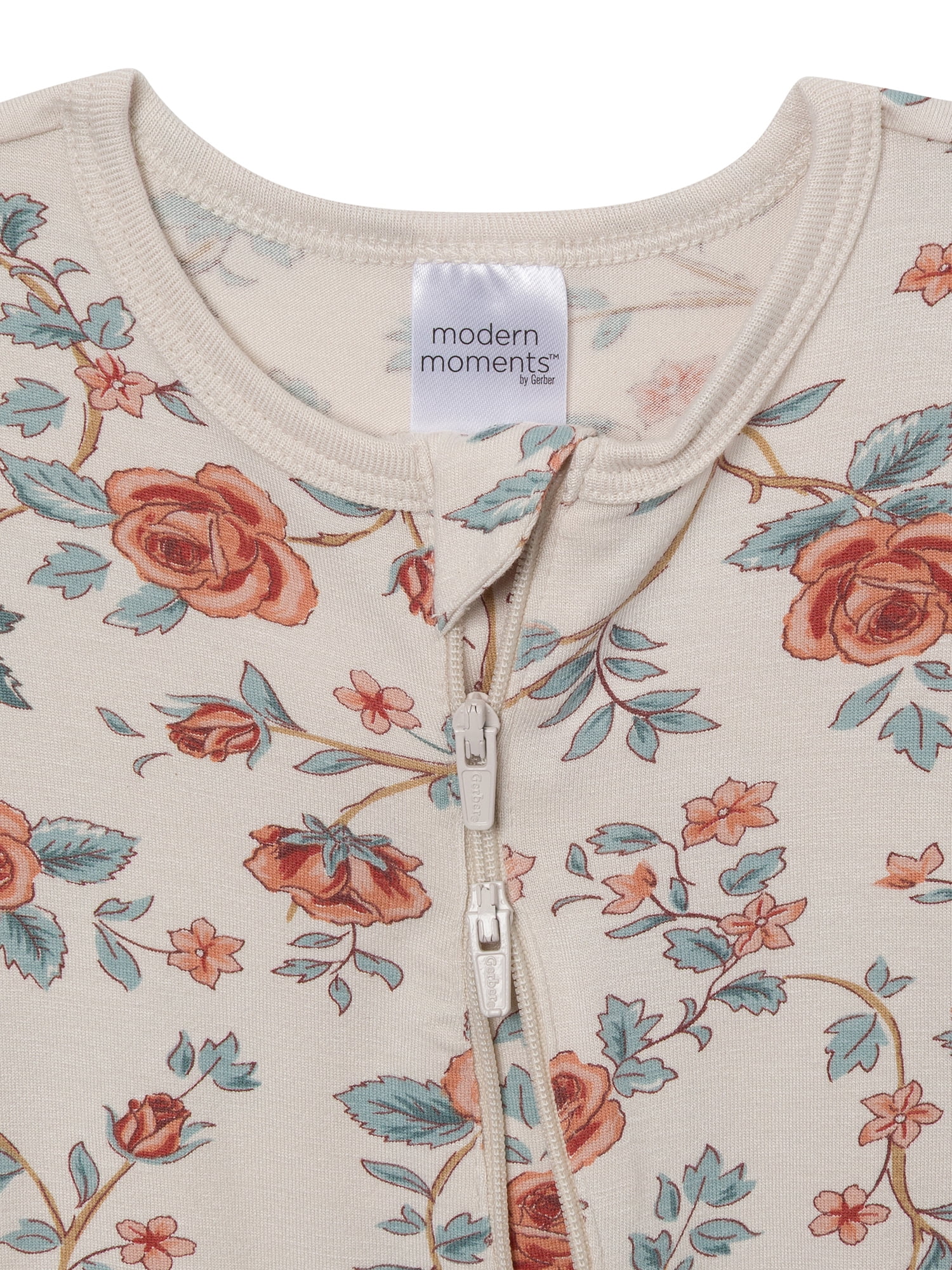 Modern Moments by Gerber Neutral Two-Way Zip Viscose Sleep ´N Play Footed Pajama , Sizes Newborn - 6/9 Months
