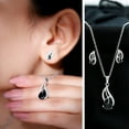 thumbnail image 3 of Rosec Jewels Silver Black Onyx Jewelry Set for Women - Leaf Pendant Earrings Set with Chain - AAA Quality Certified - Ready to Gift, 3 of 6
