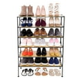 thumbnail image 4 of Seville Classics 2-Tier Stackable 6-Pair Woodgrain Resin Slat Shelf Sturdy Metal Frame Shoe Storage Rack Organizer, Perfect for Bedroom, Closet, Entryway, Dorm Room, Countryside Aspen, 4 of 5
