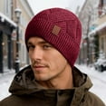 thumbnail image 4 of Winter Thick Solid Color Flipped Brim Knit Hat - Casual Warm Pull-On Head-Covering Versatile Cold Weather Cap for Adults,Winter Hats for Women ,Size:One Size, 4 of 5