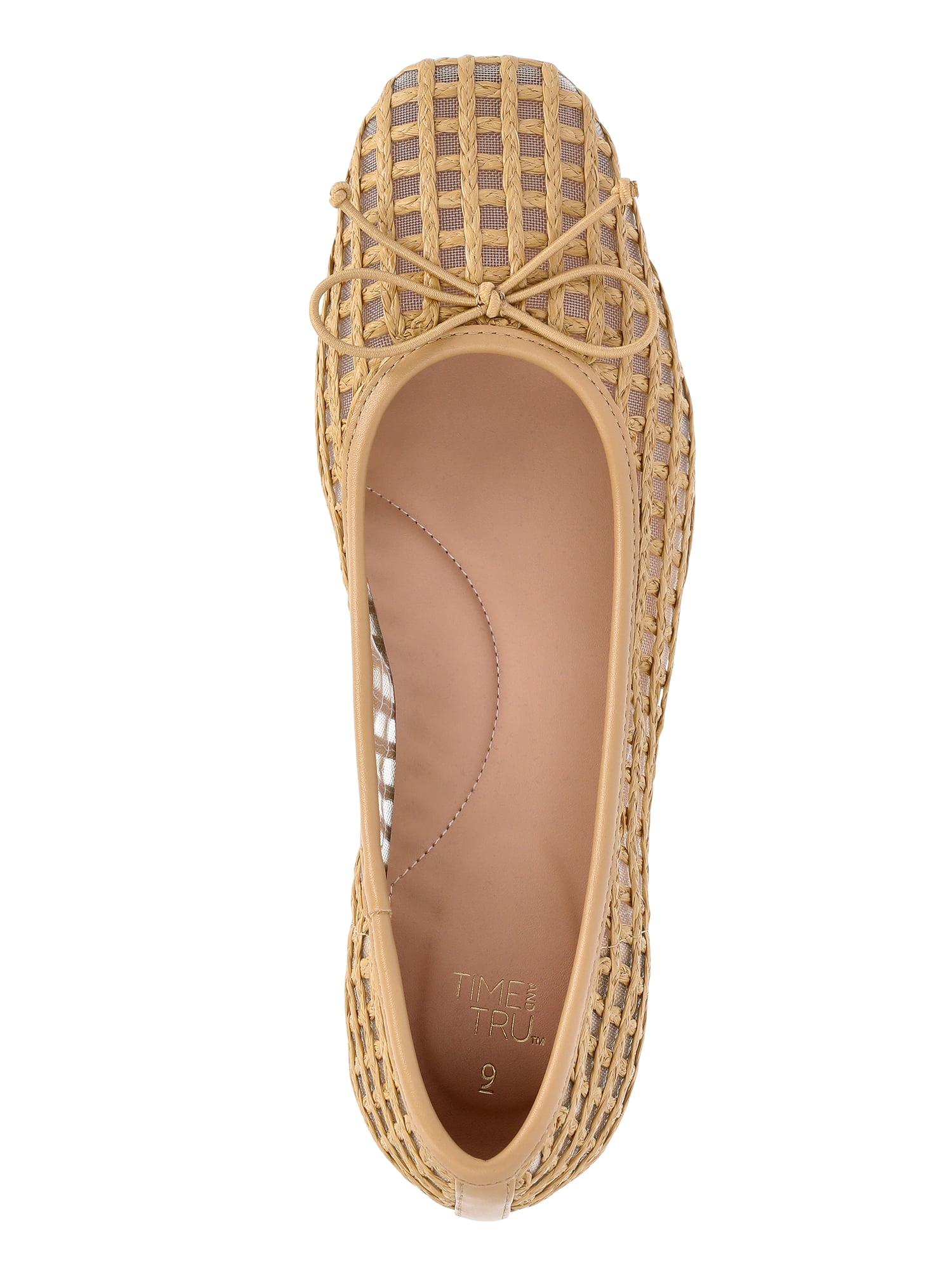 Time and Tru Women's String Bow Block Heel Ballet Shoes, Wide Width Available