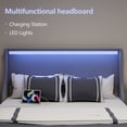 thumbnail image 5 of VECELO Queen Size Bed Frame with 2 Drawers and LED Lights, Upholstered Platform Storage Bed with Charge Station, Wooden Slats Support, No Box Spring Needed, Gray, 5 of 12