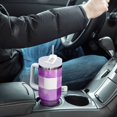 thumbnail image 4 of Yayeee 40oz Stainless Steel Tumbler with Straw and Handle Double-Wall Insulated Travel Water Bottle, Purple and White Pattern, 4 of 8
