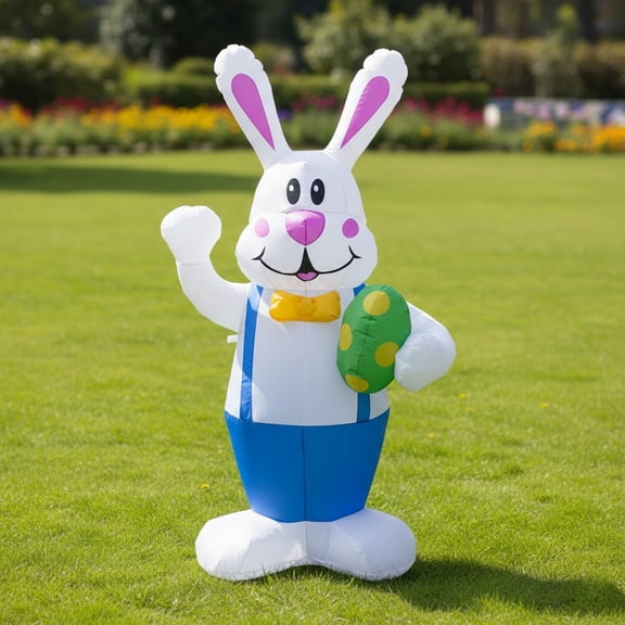 ValHome 6FT Giant Inflatable Easter Bunny Decor - 70" Giant Inflatable Rabbit with Built In Fan, Includes Tethers and Ground Stakes - Easter Decorations Outdoor for Yard Lawn Porch Garden