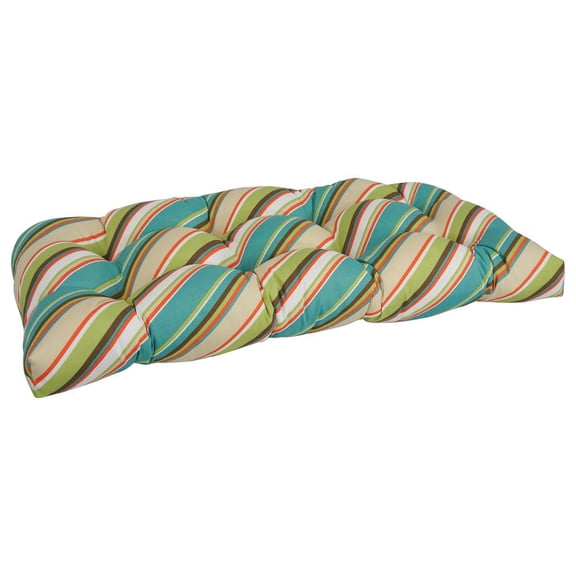 Blazing Needles Rounded Back Tufted Outdoor Loveseat Cushion, 42 x 19, Browning Opal