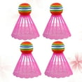 thumbnail image 1 of EXHUMKY Badminton Equipment Shuttlecocks Pink Nylon 4Pcs for Indoor Playing, 1 of 4