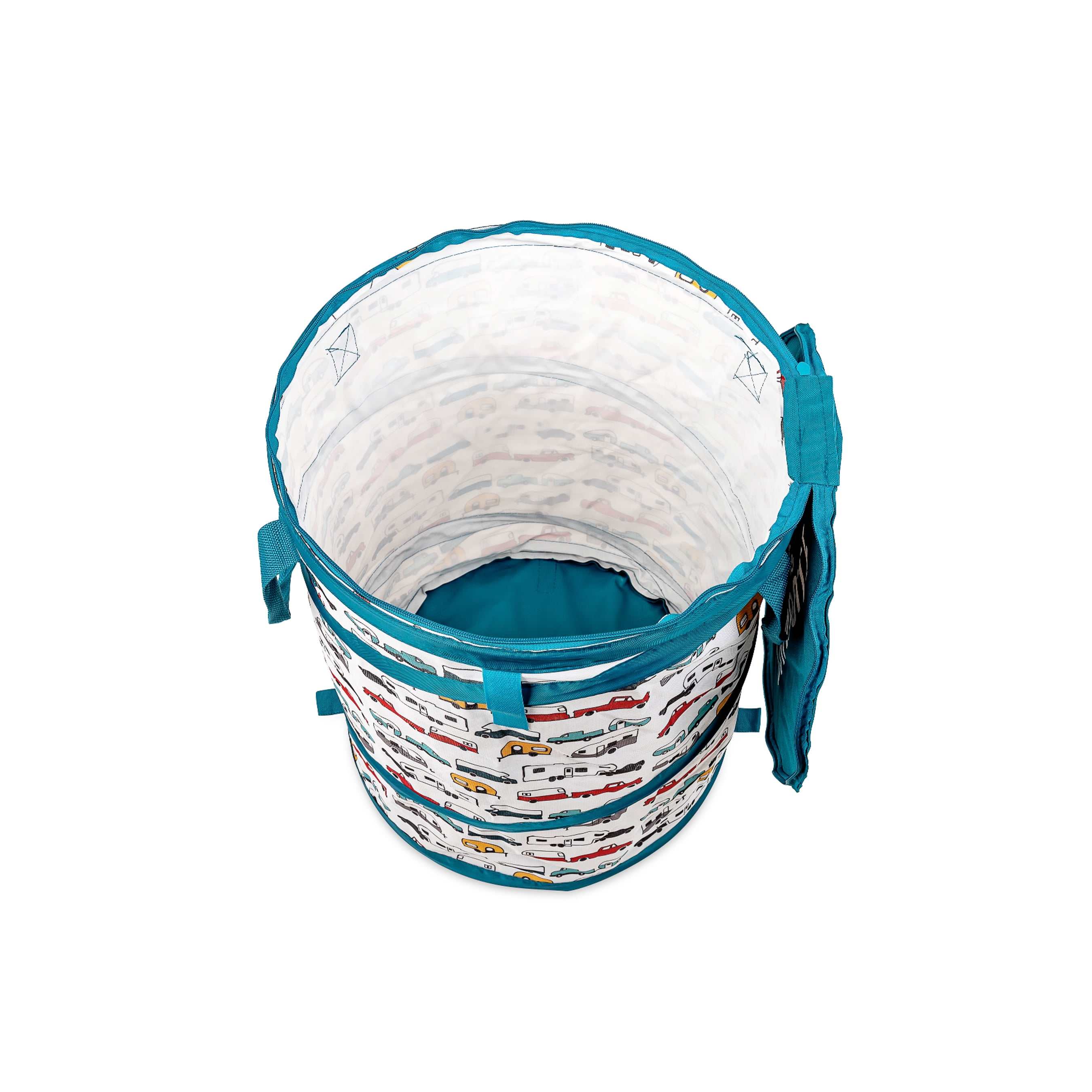 (2 pack) Camco Life is Better at the Campsite Pop-up RV Pattern Wastebasket Utility Container, PVC (42989)