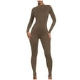 thumbnail image 1 of Birdeem Mode Femmes Décontracté Col Rond Uni Chemise à Manches Longues Combinaison Courte, 1 of 1
