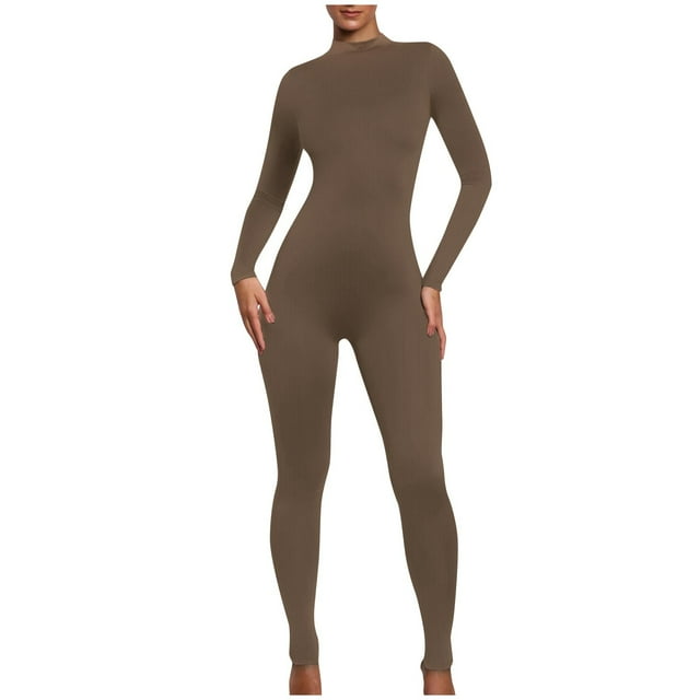 Birdeem Mode Femmes Décontracté Col Rond Uni Chemise à Manches Longues Combinaison Courte