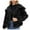 Black, variant on YDFCWXW Women's Fur Cropped Coat Long Sleeve Open Front Winter Jacket Plus Size Fluffy Puffer Overcoat Hot Pink, 3XL