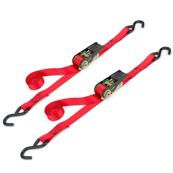 Wideskall 2 Pack 15 FT Heavy Duty 1" Ratchet Tie Down Strap 500 Lbs Load Cap w/ 1500 Lbs Breaking Limit S Hook