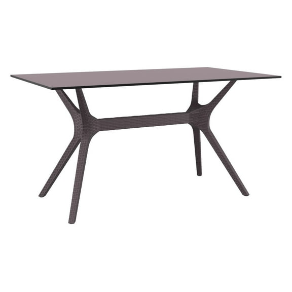 Luxury Commercial Living 55" Brown Solid Rectangular Patio Dining Table