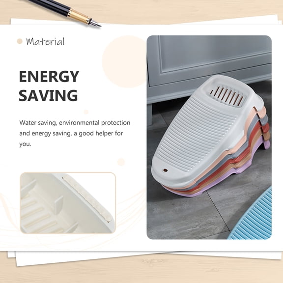 PTOOTP White Plastic Washboard Non- Laundry Scrubbing Board for Home Use, Lightweight and Cleaning Tool