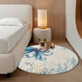 thumbnail image 3 of Blue Octopus Coastal Round Rug 8ft Washable Circle Rugs Non Slip Coral Summer Beach Nautical Ocean Beige Large Area Rug Indoor Floor Carpet for Bedroom Kitchen Living Room Home Office Dining Room, 3 of 8