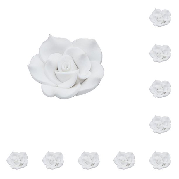 Bearachild 10 Uds. De flores de margaritas de arcilla artesanal, duradero, autoensamblaje, pequeño adorno hecho a mano, adornos vívidos, Decoración del hogar Blanco