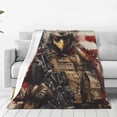 thumbnail image 1 of Fotbe Bald Eagle Soldier Manta de Franela Acolchonada con Estampado, Súper Suave y Esponjosa, Extra Grande para Sofá, Cama, Uso Todo el Año-60"x50", 1 of 7