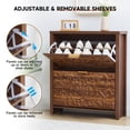 thumbnail image 5 of Wirrytor Floral Embossed Narrow Shoe Cabinet with 2 Flip Drawers, Slim Entryway Shoe Organizer for Hallway Foyer Bedroom, Walnut, 5 of 10