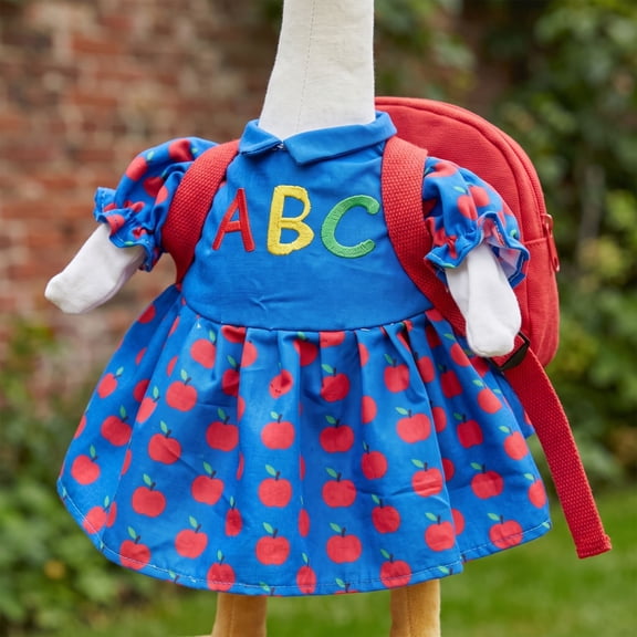 23 Inch Porch Goose Outfit Set, Back to School Season Large White Goose Holiday Decoration