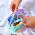 thumbnail image 6 of 1Pack Clear Iridescent Holographic Makeup Bag, Glitter Travel Cosmetic Pouches Toiletry Bag ,with Zipper Toiletry Organizer Case for Purse ,Beach ,Gift, 6 of 8