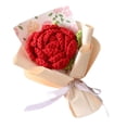 thumbnail image 2 of Artificial Flowers Handmade Knitted Flowers Mother's Day Gifts Crochet Flowers Weaving Roses Valentine's Day Gifts Knitted Floral Bouquet Crochet Flower Bouquet Red 6.7 Inch (1Pcs), 2 of 6