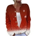 thumbnail image 2 of Ounisa Womens Fair Isle Sweater Button Up Long Sleeve Christmas Tree Snowflake Gifts Decorations Graphic Cardigans Crew Neck Open Front Knit Vintage Sweater Coats, 2 of 5
