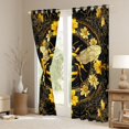 thumbnail image 3 of Feelyou Yellow Rustic Bee Curtains Pack of 2 (42x84 Each), Boho Floral Curtains Blackout, 3 of 6