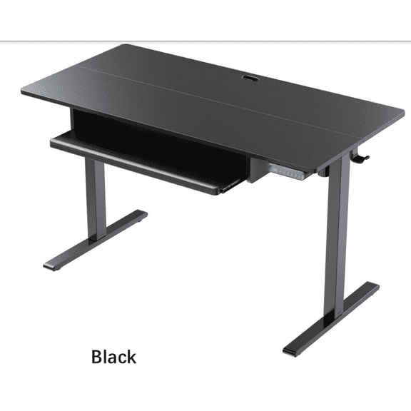 CHITOOMA 48" x 24" Electric Standing Desk with Keyboard Tray Adjustable Sit Stand up Desk with Headphone Hook & 4 Height Memory Pre-Set Black