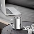 thumbnail image 4 of Tazas irrompibles de doble pared de acero inoxidable de 13,5 oz/400 ml con tapa y asas para café de camping (2 piezas), 4 of 5