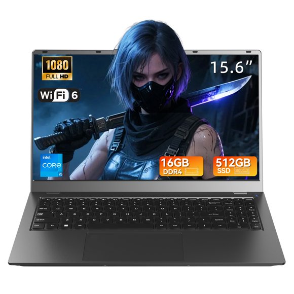 BREB 15.6" IPS Business Laptop: Intel i5-1240P (12-Core), 16GB RAM, 512GB SSD Lightweight for Office & Casual Gaming