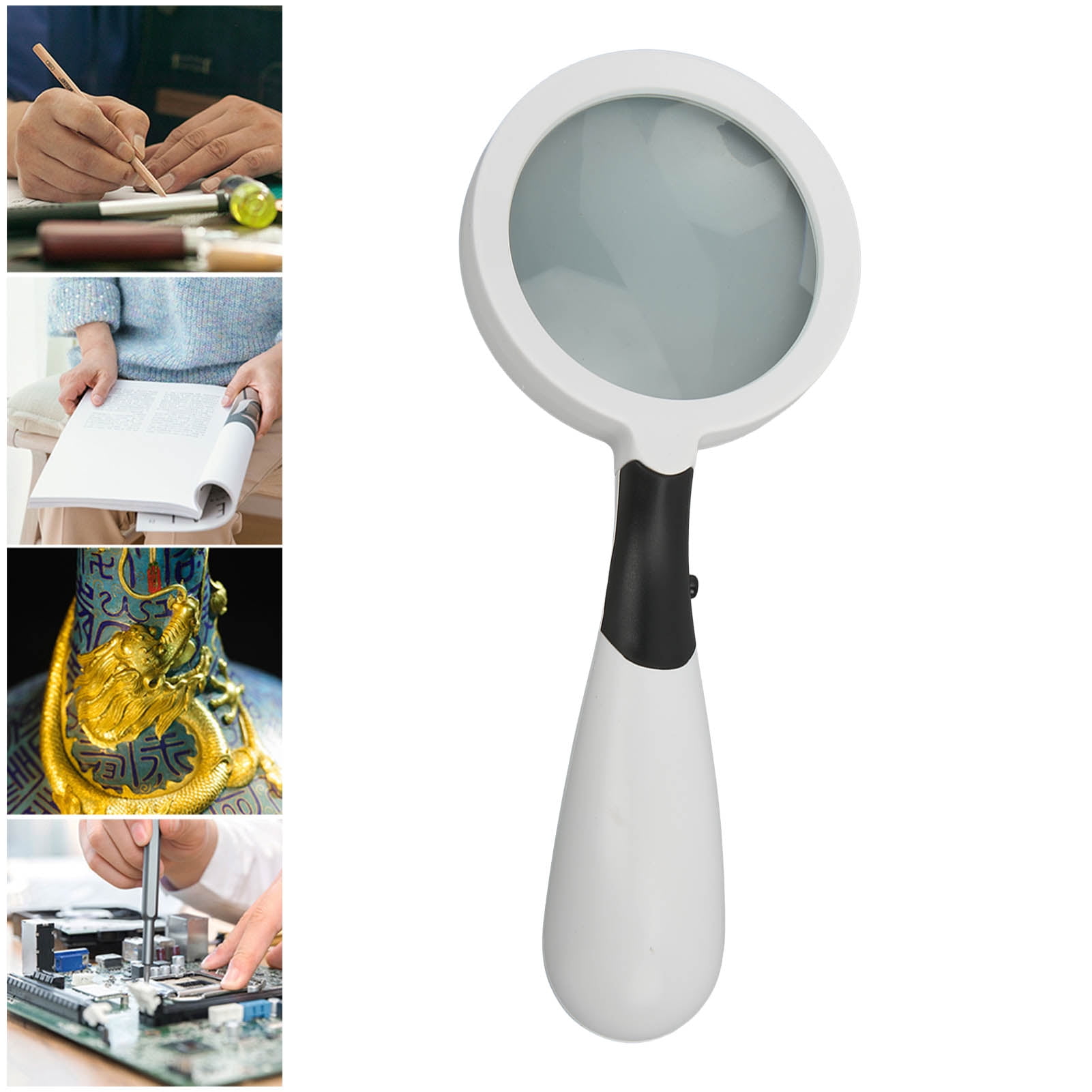 Fugacal Handle Magnifying Glass,Handheld Magnifier,Magnifier Handle Round Head HD Amplification