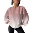 thumbnail image 1 of Besolor Chandail en Molleton Tricoté pour Femmes Mode Automne Col Rond Dégradé Chandail Chemises Manches Longues, 1 of 1
