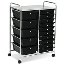 Topbuy Rolling 15-Drawer Organizer Cart,Rolling cart/W Wheels Black