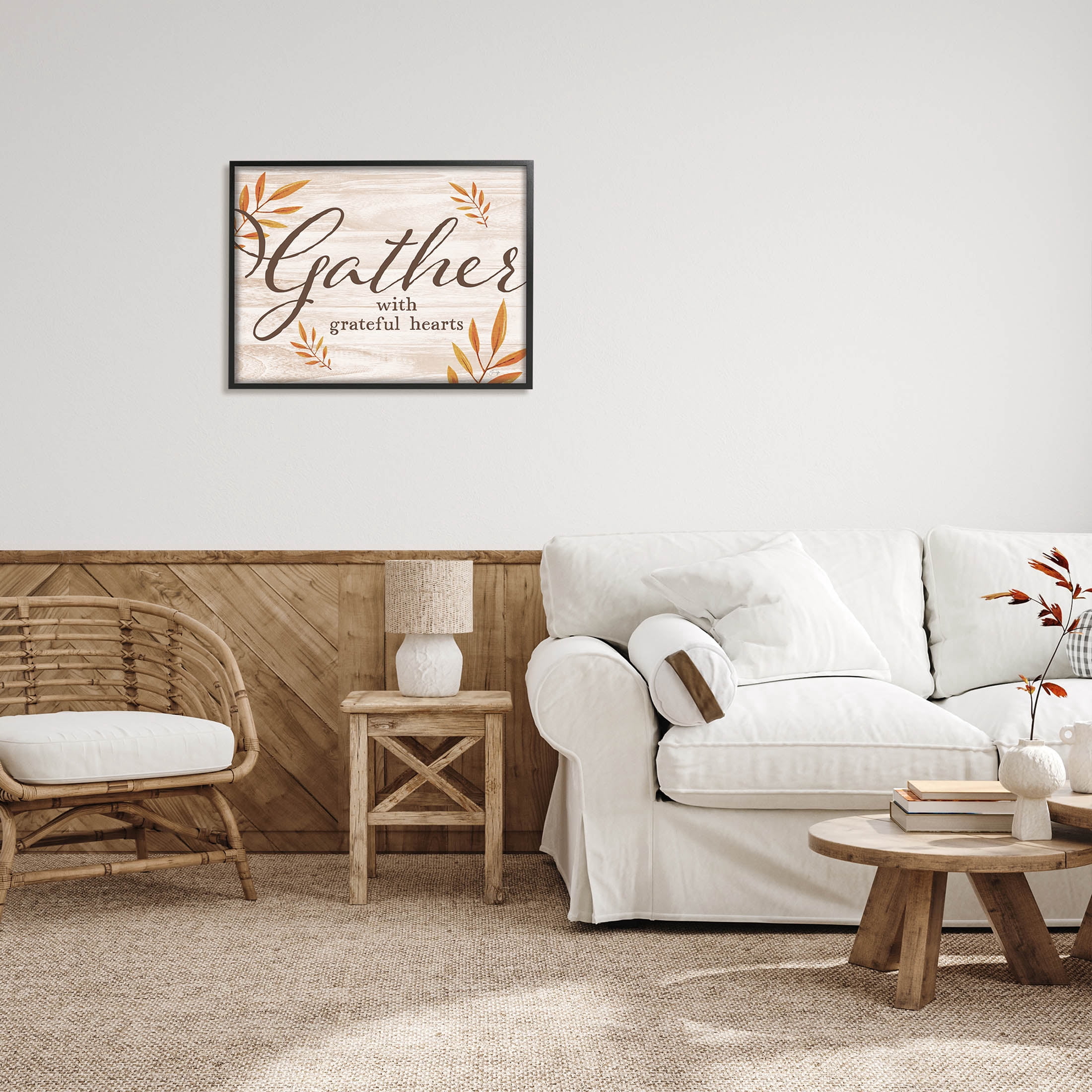 Gather With Grateful Hearts Botanicals Botanical & Floral Graphic Art Black Framed Art Print Wall Art