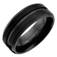 thumbnail image 2 of Metals Jewelry Men's / Women's Stainless Steel 8mm Wedding Band Center Grooved Black Plated Ring Size 13, 2 of 8