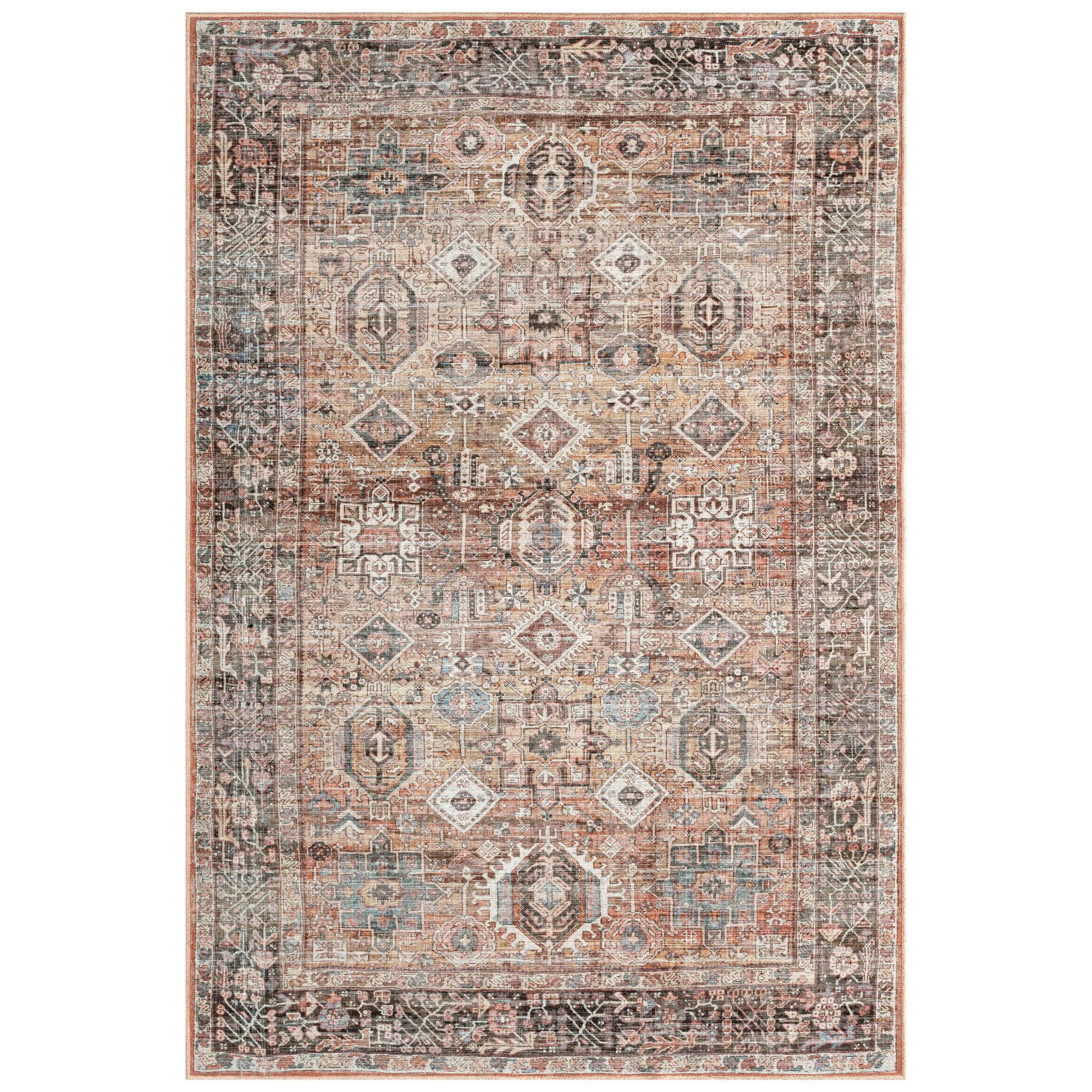 Everwash™ Callaghan Eve Southwestern Medallion Machine Washable Area Rug, Warm Rust, 3'11"x5'6