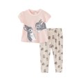 thumbnail image 2 of WOLLED 2PCS Baby Toddler Girls Cartoon Short Sleeve T-Shirt Set Kids Soft Comfort Shirt Tops Long Pants Outfit Summer Casual Crewneck T-Shirt Tops Long Pants for 1-7Y, 2 of 9